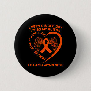 Orange Ribbon Heart Leukaemia Awareness In Memory 6 Cm Round Badge