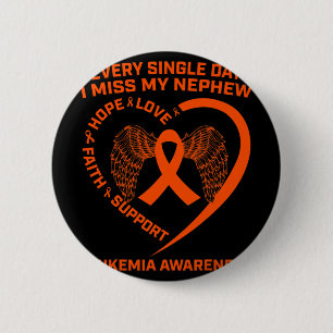 Orange Ribbon Heart Leukaemia Awareness In Memory 6 Cm Round Badge