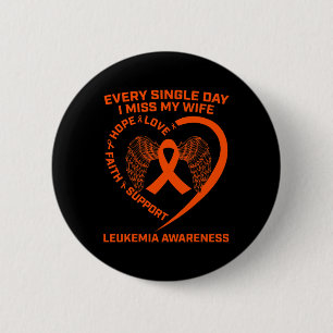 Orange Ribbon Heart Leukaemia Awareness In Memory  6 Cm Round Badge