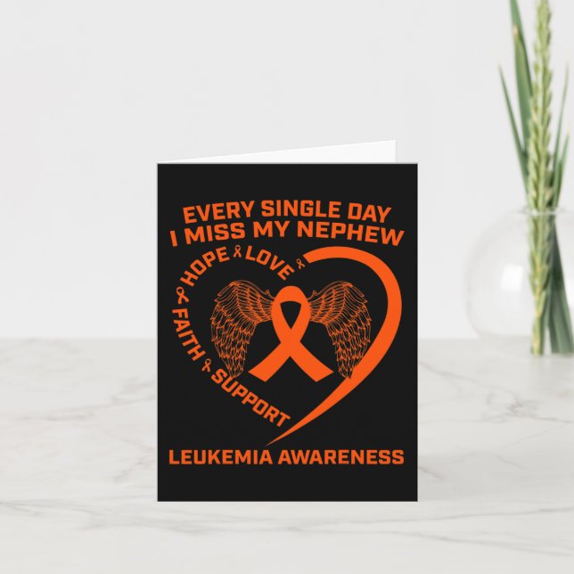 Orange Ribbon Heart Leukaemia Awareness In Memory  Card (Front)