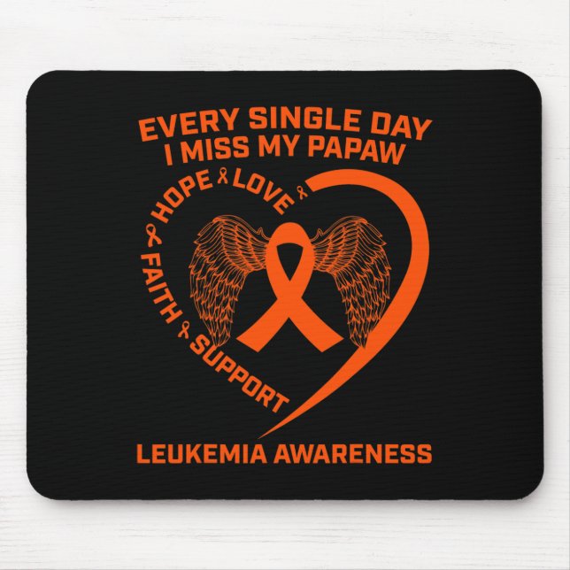 Orange Ribbon Heart Leukaemia Awareness In Memory  Mouse Mat (Front)