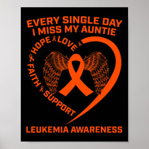 Orange Ribbon Heart Leukaemia Awareness In Memory Poster