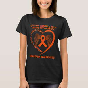 Orange Ribbon Heart Leukaemia Awareness In Memory T-Shirt