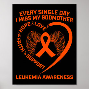 Orange Ribbon Heart Leukaemia Awareness Memory Of Poster
