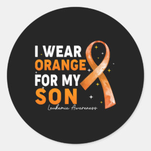 Orange Ribbon I Wear Orange For Son Leukaemia Awar Classic Round Sticker