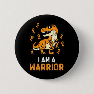 Orange Ribbon Im A Warrior Leukaemia Awareness Boy 6 Cm Round Badge