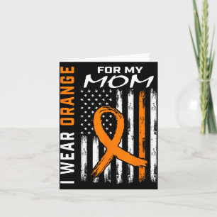 Orange Ribbon Kidney Cancer Awareness Mum USA Flag Card