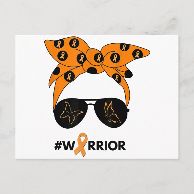 Orange Ribbon Kidney Cancer Warrior Bandanna Unbre Holiday Postcard (Front)
