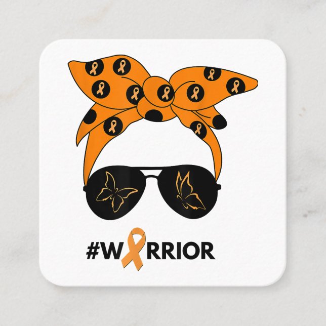 Orange Ribbon Kidney Cancer Warrior Bandanna Unbre Square Business Card (Front)