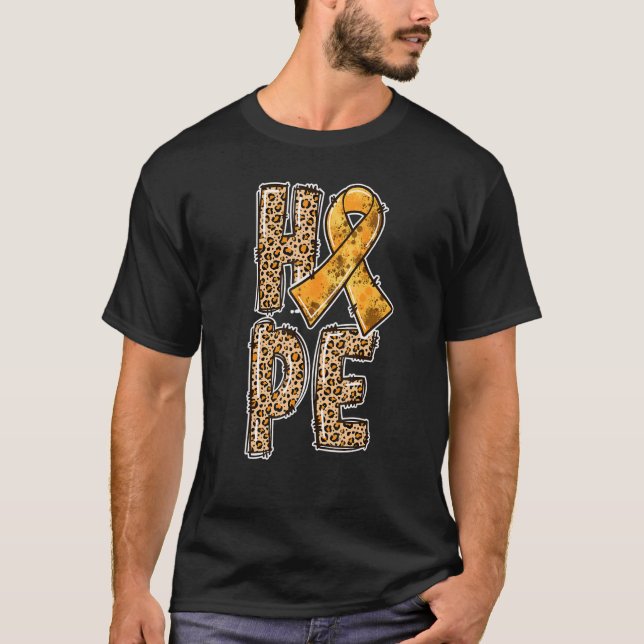 Orange Ribbon Leopard Print Hope Crps Survivors T-Shirt (Front)