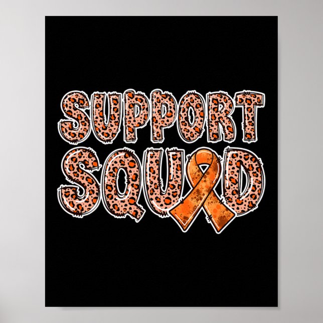 Orange Ribbon Leopard Print Support Squad Crps 1  (Front)