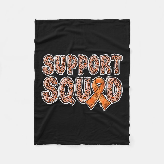 Orange Ribbon Leopard Print Support Squad Crps 1  Fleece Blanket (Front)