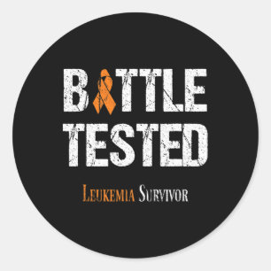 Orange Ribbon Leukaemia Awareness Byttle Tested Classic Round Sticker