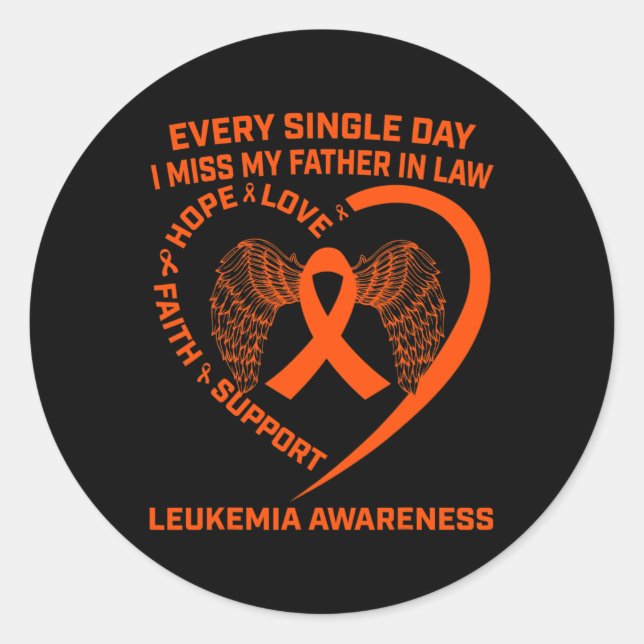 Orange Ribbon Leukaemia Awareness In Memory Of Fat Classic Round Sticker (Front)
