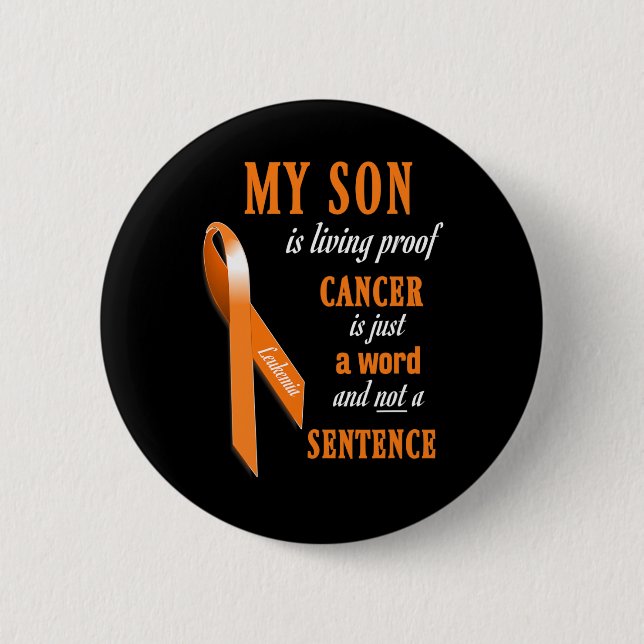 Orange Ribbon Leukaemia Awareness s (Son) 6 Cm Round Badge (Front)