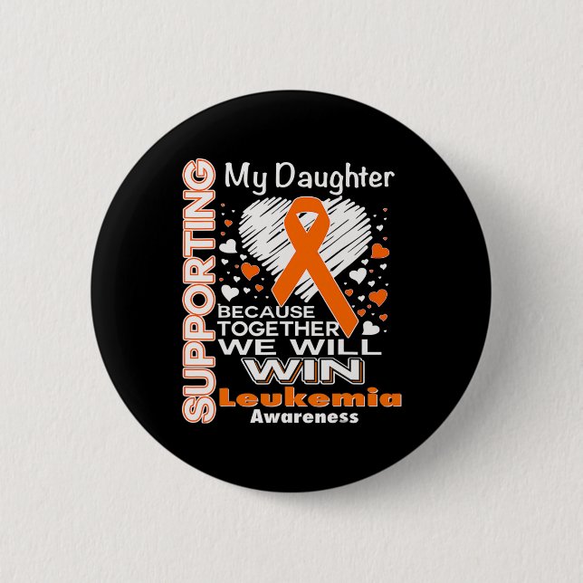 Orange Ribbon Leukaemia Awareness Supporting My Da 6 Cm Round Badge (Front)