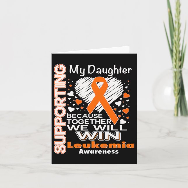 Orange Ribbon Leukaemia Awareness Supporting My Da Card (Front)