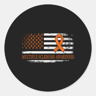 Orange Ribbon Ms Multible Sclerosis Awareness Classic Round Sticker
