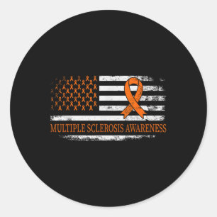 Orange Ribbon Ms - Multible Sclerosis Awareness Classic Round Sticker