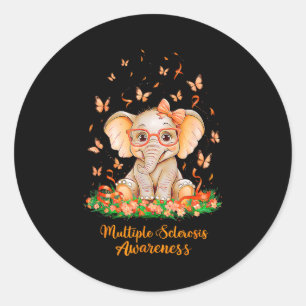 Orange Ribbon Multiple Sclerosis Awareness Cure El Classic Round Sticker