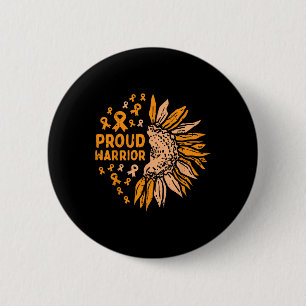 Orange Ribbon Proud Warrior Leukaemia Awareness 6 Cm Round Badge