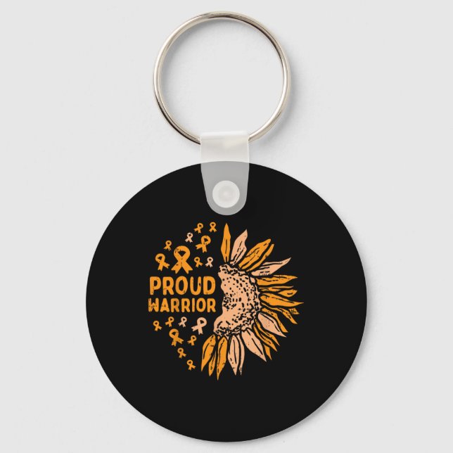 Orange Ribbon Proud Warrior Leukaemia Awareness  Key Ring (Front)