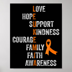 Orange Ribbon Sign Retro Vintage Aml Leukaemia Awa