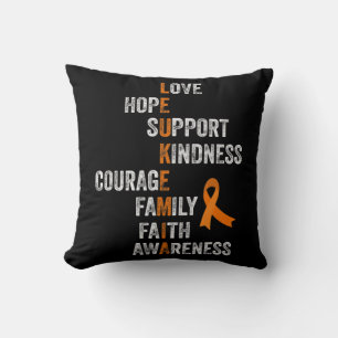 Orange Ribbon Sign Retro Vintage Aml Leukaemia Awa Cushion
