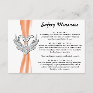 Orange Ribbon Silver Swans Safety Measures Enclosure Card