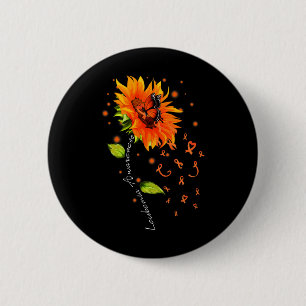 Orange Ribbon Sunflower Butterfly Leukaemia Awaren 6 Cm Round Badge