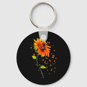 Orange Ribbon Sunflower Butterfly Leukaemia Awaren Key Ring