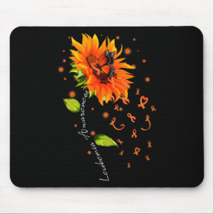 Orange Ribbon Sunflower Butterfly Leukaemia Awaren Mouse Mat