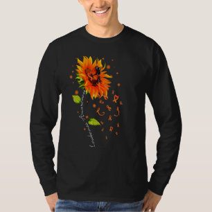 Orange Ribbon Sunflower Butterfly Leukaemia Awaren T-Shirt