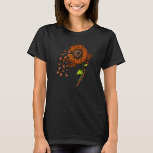 Orange Ribbon & Sunflower Leukaemia Awareness Mont T-Shirt