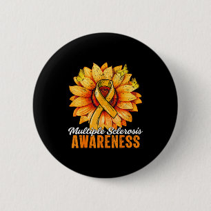 Orange Ribbon Sunflower Multiple Sclerosis Awarene 6 Cm Round Badge