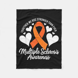 Orange Ribbon We Rise Stronger Multiple Sclerosis Fleece Blanket