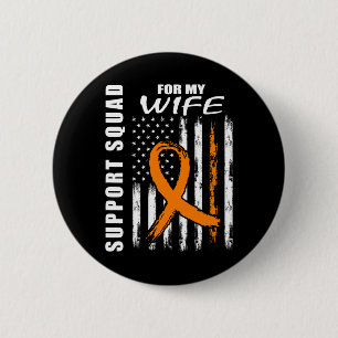 Orange Ribbon Wife Leukaemia Awareness Usa Flag Ca 6 Cm Round Badge