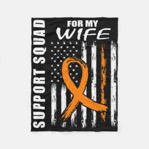 Orange Ribbon Wife Leukaemia Awareness Usa Flag Ca Fleece Blanket
