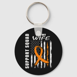 Orange Ribbon Wife Leukaemia Awareness USA Flag Ca Key Ring