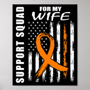 Orange Ribbon Wife Leukaemia Awareness Usa Flag Ca Poster