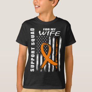 Orange Ribbon Wife Leukaemia Awareness USA Flag Ca T-Shirt