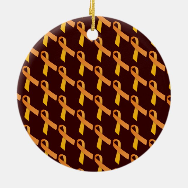 Orange Ribbons Tiled Pattern Ceramic Tree Decoration (Back)