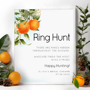 Orange Ring Hunt Bridal Shower Game Card Poster