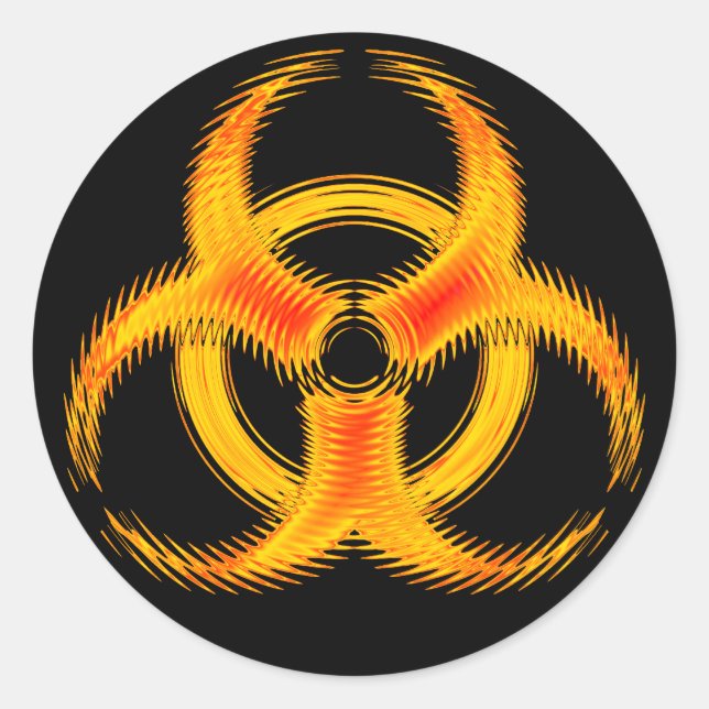 Orange Ripple Biohazard Symbol Sticker (Front)