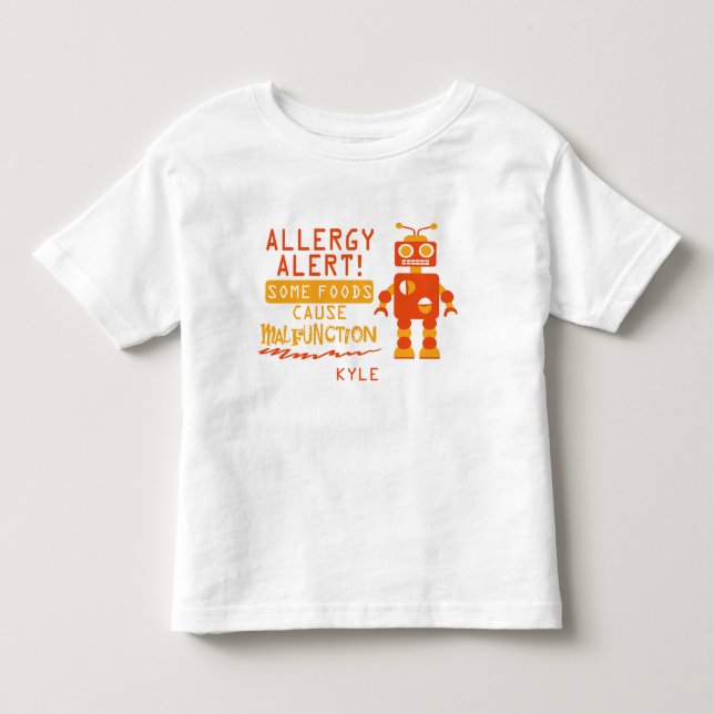 Orange Robot Food Allergy Alert Shirt (Front)