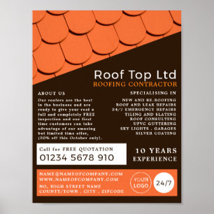 Orange Roof Tiles, Roofer, Roofing Contractor Poster