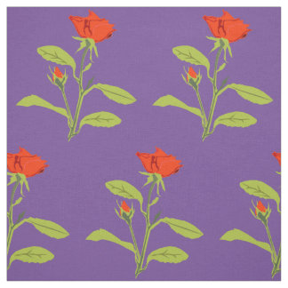 Orange Rose and Bud Leaves Fabric