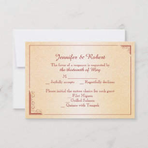 Orange Rose and Butterfly Wedding Response Card