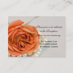 Orange Rose and Pearls Wedding Reception Card
