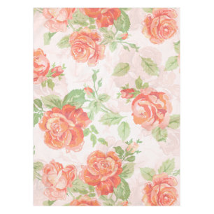 Orange rose and white classic print tablecloth